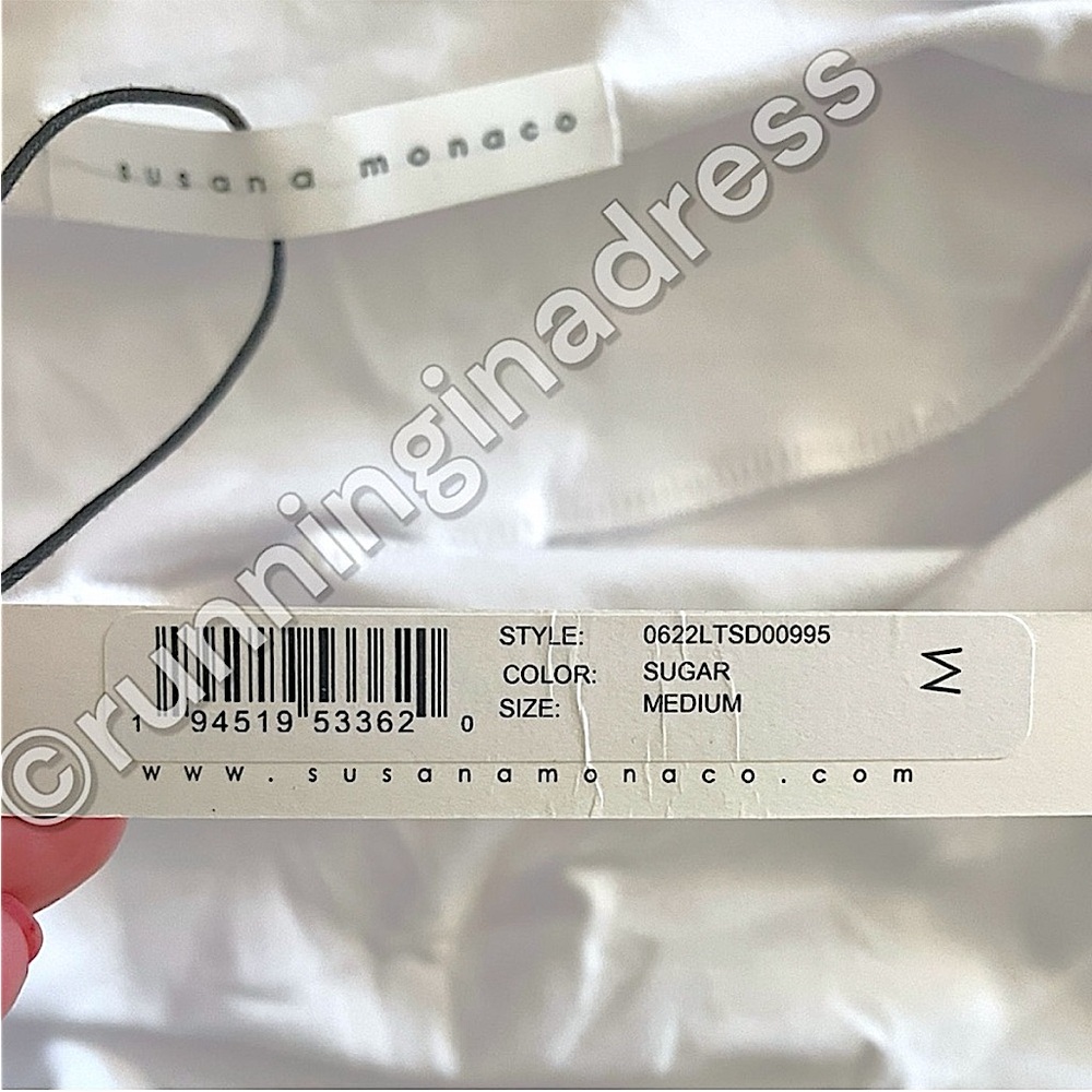 NWT Revolve X Susana Monaco Tie Strap Flare Mini Dress Color Sugar White Medium - Picture 9 of 13